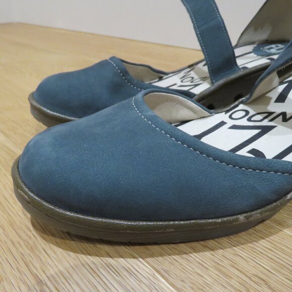 FLY LONDON Piat Wedge Suede Sandals in Forest Green Grunge Edgy Boho 7.5 - 8 - Picture 4 of 13